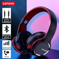 Écouteurs Bluetooth Lenovo HD200, casque supra-auriculaire pliable sans fil pour ordinateur, réduction de bruit, son stéréo Hi-Fi, casque de jeu