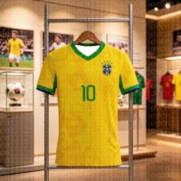 Maillot Brésil 2026 Édition Coupe du Monde — Séchage Rapide, Unisexe Enfant & Adulte, Tenues Famille Assorties