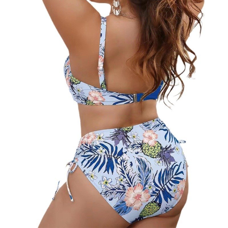 Bikini Floral Deux Pièces Femme Grande Taille — Cordons Coulissants, Taille Haute, Style Bohème — XL à 5XL — InaoMarket